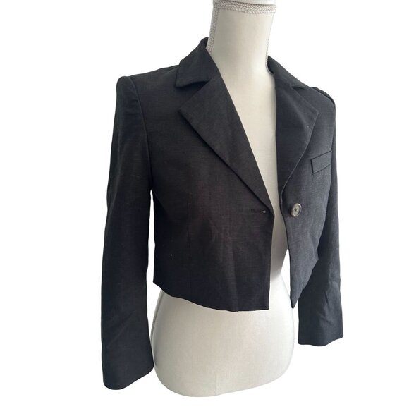 SOMETHING NAVY Black Cropped Blazer Jacket Size XXS NEW with tags - Picture 2 of 8
